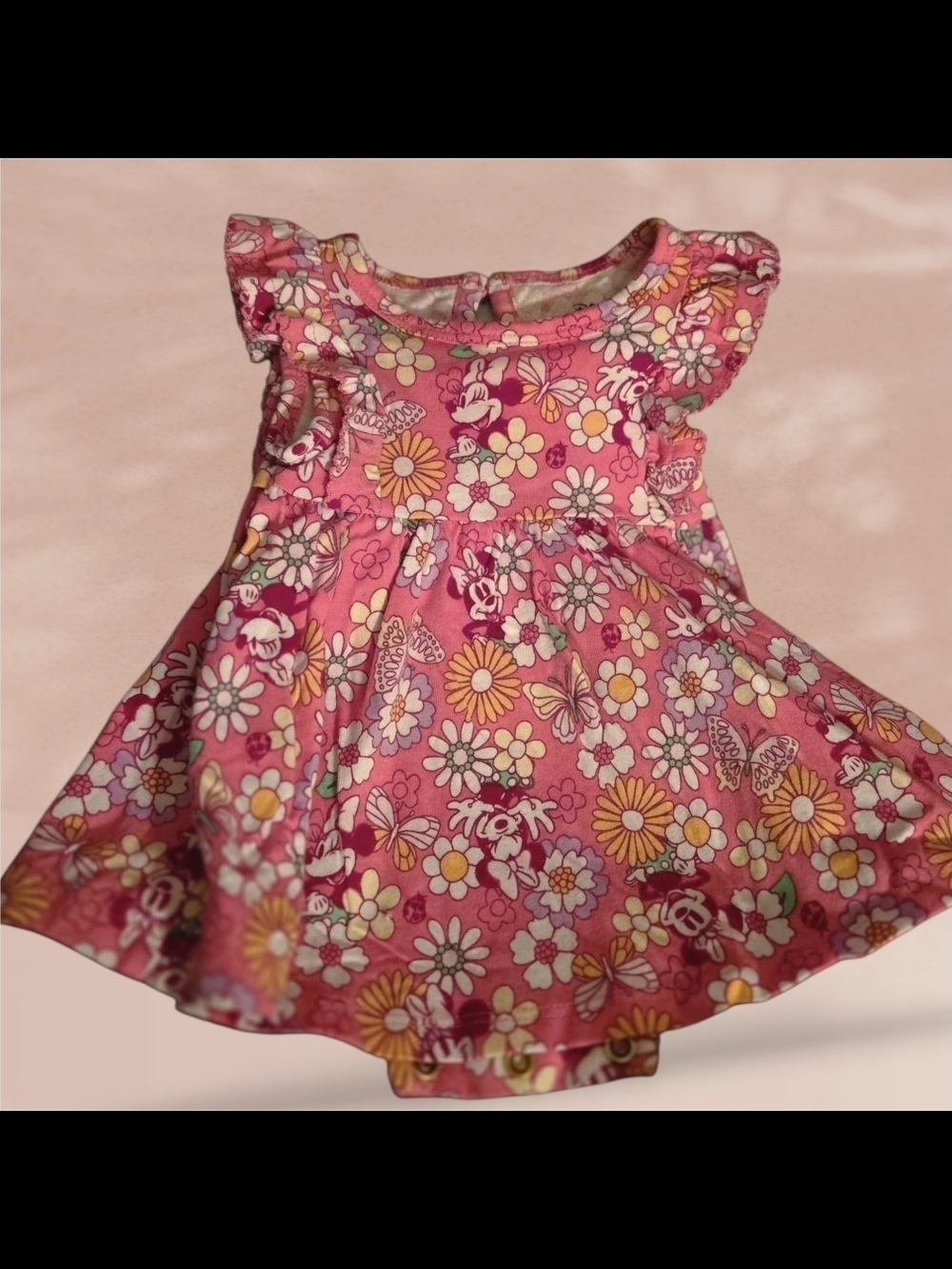 Disney Jumping Bean Minnie Mouse Pink Floral Dress-Newborn EUC
